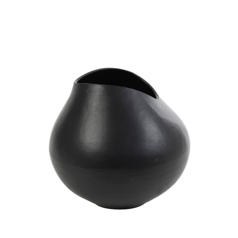 BLACK METAL VASE LOW 26